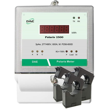 DAE P256-600D Kit, 600A, RS485, Demand, 277/480v, UL kWh Smart Submeter, 3Phase, 3 Split Cores CTs