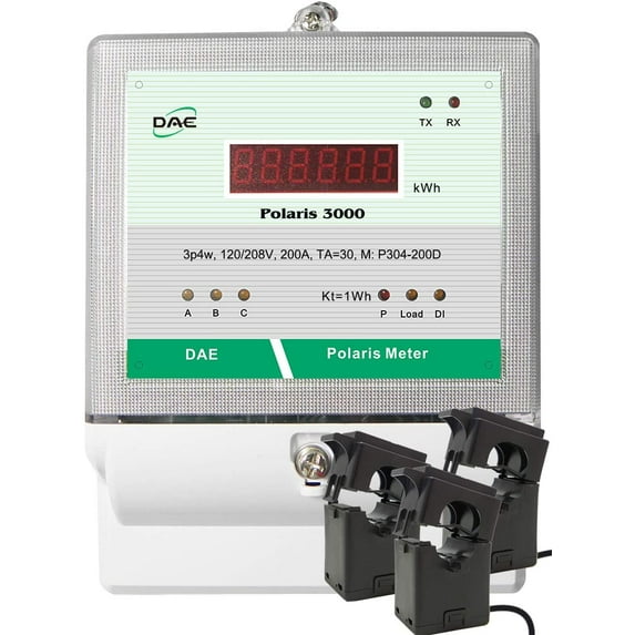DAE P304-200D Kit Multi-function Smart Submeter 3P4W(3 hot wire,1 neutral), 200A, 120/208v, 3 Split CTs, RS485, Demand