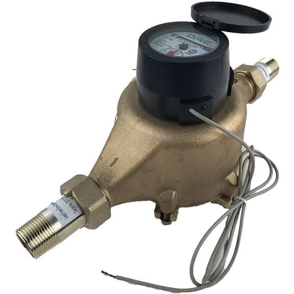 DAE PD-100 1" Lead Free NSF61, IP68 Positive Displacement Water Meter, 1" NPT Couplings, Pulse Output, Gallon