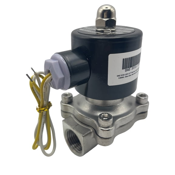 DAE SV50-110v 1/2″ Stainless Steel 304 Solenoid Valve, 110VAC, Viton Seal, Normally Closed NPT, Air Water