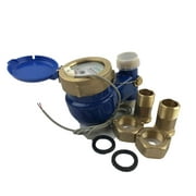 DAE V-100P 1 Vertical Water Meter with Pulse Output, Measuring in Gallon + Couplings