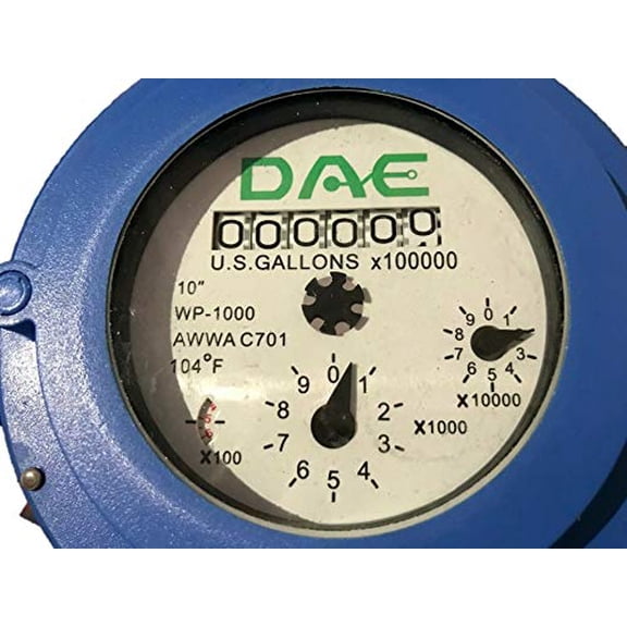 DAE WP-1000P 10" Woltmann Helix Water Meter, IP68, Pulse Output, Gallon