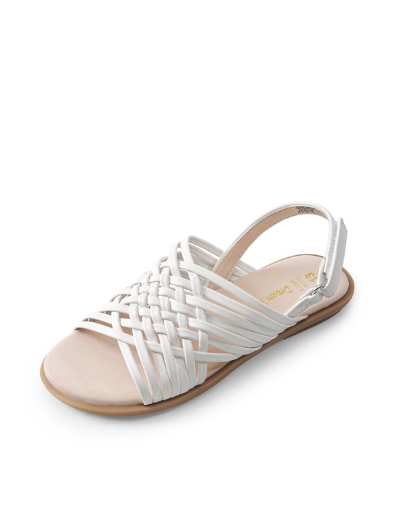 Girls Leather Gladiator Braided Flat Open Toe Sandal Boys Girls Toddler Little Kid Big Kid WHITE Size 10