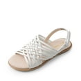 thumbnail image 1 of DAEAM PAIRS Girls Leather Gladiator Braided Flat Open Toe Sandal Boys Girls Toddler Little Kid Big Kid WHITE Size 5, 1 of 6