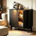 thumbnail image 1 of 31.5“ Black Accent Cabinet, Modern Led Bar Cabinet, 2 Door Sideboard Buffet Cabinet Storage for Living Room, Kitchen Dining Room, 1 of 6