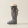 thumbnail image 1 of DAETIROS 100% Cotton Kids Bow Knee High Socks Breathable Lace Ruffled for Kids Kids Shower Gift First Birthday Gray 1 Pair,Size S, 1 of 3