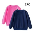 thumbnail image 1 of DAETIROS 2-Pack 100% Cotton Sweatshirt Set for Girls Crew Neck Soft Warm Long Sleeve Shirts, Ribbed Cuffs - Value Pack for Everyday Wear & Layering Navy Big Girls, 1 of 1