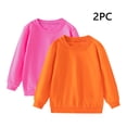 thumbnail image 1 of DAETIROS 2-Pack 100% Cotton Sweatshirt Set for Girls Crew Neck Soft Warm Long Sleeve Shirts, Ribbed Cuffs - Value Pack for Everyday Wear & Layering Orange Little Girls, 1 of 1