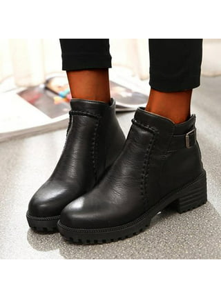 Red Tape Wide Fit Chunky Hardware Lace Up Boots in Black Leather - ASOS Outlet