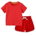 thumbnail image 1 of DAETIROS Baby Boys Outfit Sets Casual Cotton Solid Top and Drawstring Shorts Boys Summer Clothes Set Red Size 18 Months, 1 of 4