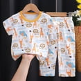 thumbnail image 1 of DAETIROS Baby Boys PJS Sets-Soft Cotton Graphic Short Sleeve Shirt and Pants Baby Boys Summer Clothes Orange Size 1 T, 1 of 3