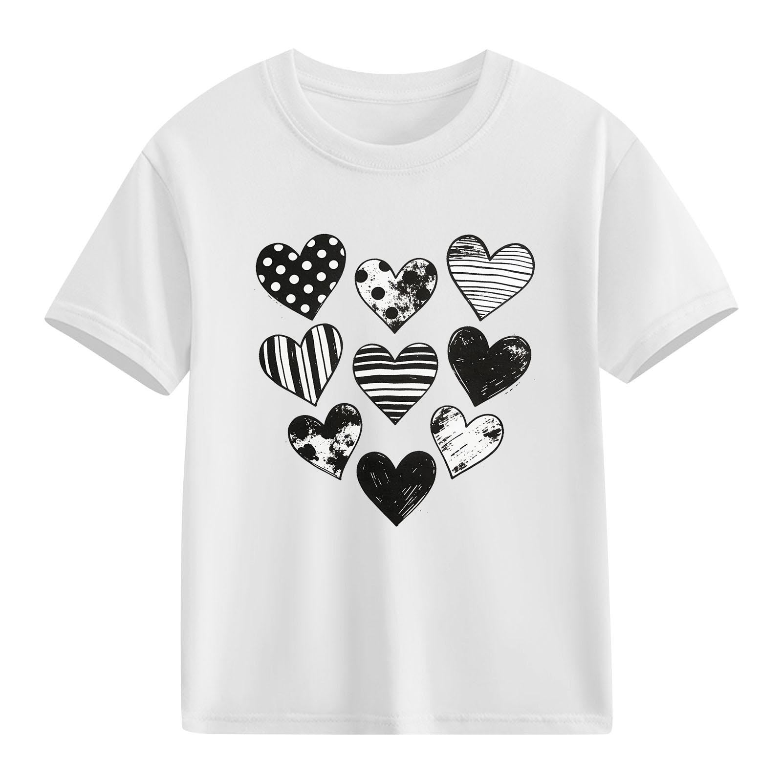DAETIROS Boys 100% Cotton Heart Graphic Crewneck Short Sleeve Soft T ...
