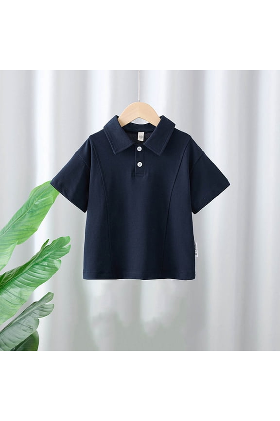Boys 100% Cotton Polo Shirt Short Sleeve Solid Navy Blue Classic Fit Soft Breathable School Uniform Tops for Kids Little Kid Big Boy 2-14 Years,Size 3-4 T