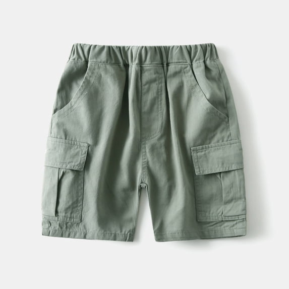 DAETIROS Boys Cargo Shorts, Cotton Casual Summer Pull-On Fashion Boys Shorts with Pockets Army Green Size 7-8 Years
