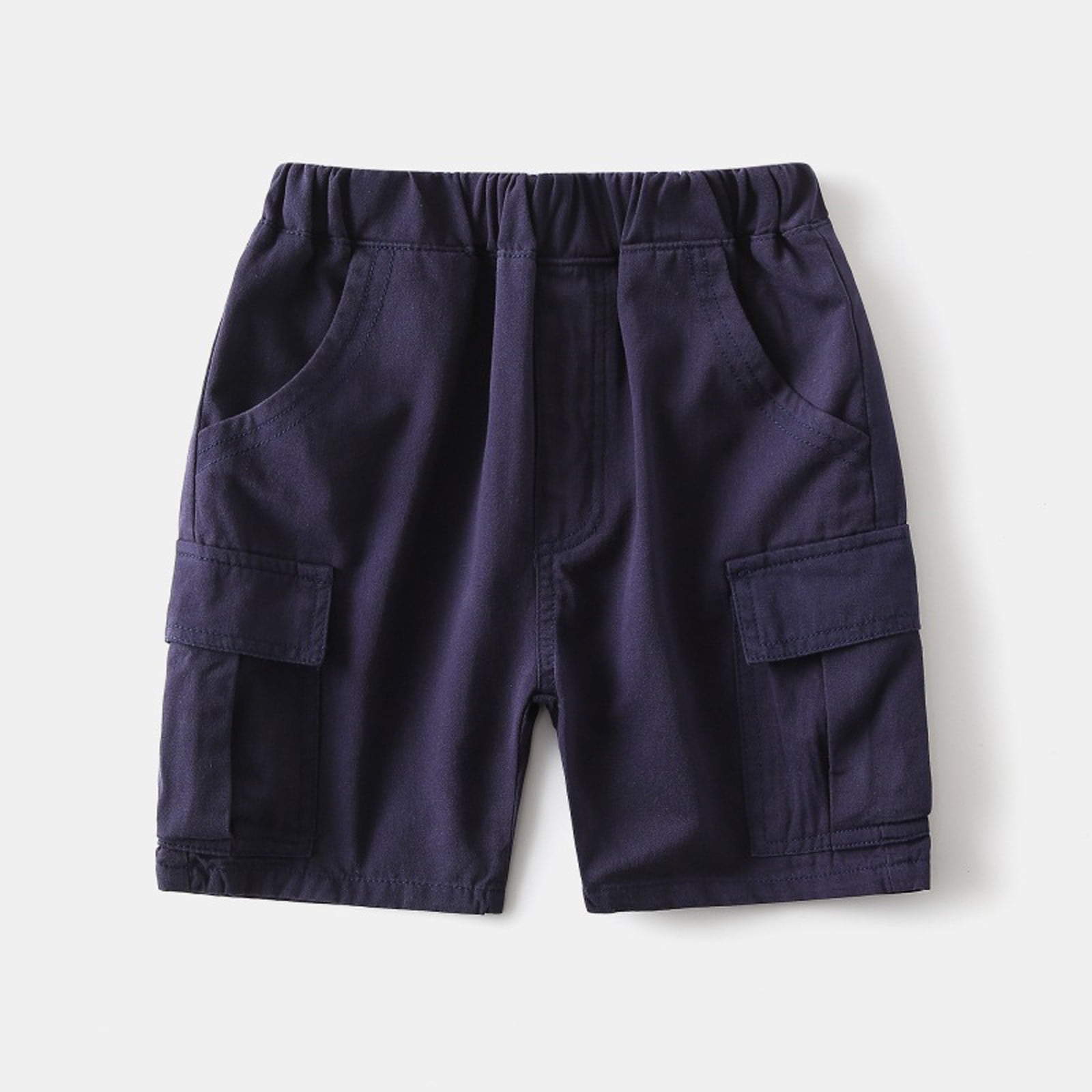 DAETIROS Boys Cargo Shorts, Pull-On Cotton Fashion Casual Summer Boys Shorts with Pockets Navy Size 6-7 Years