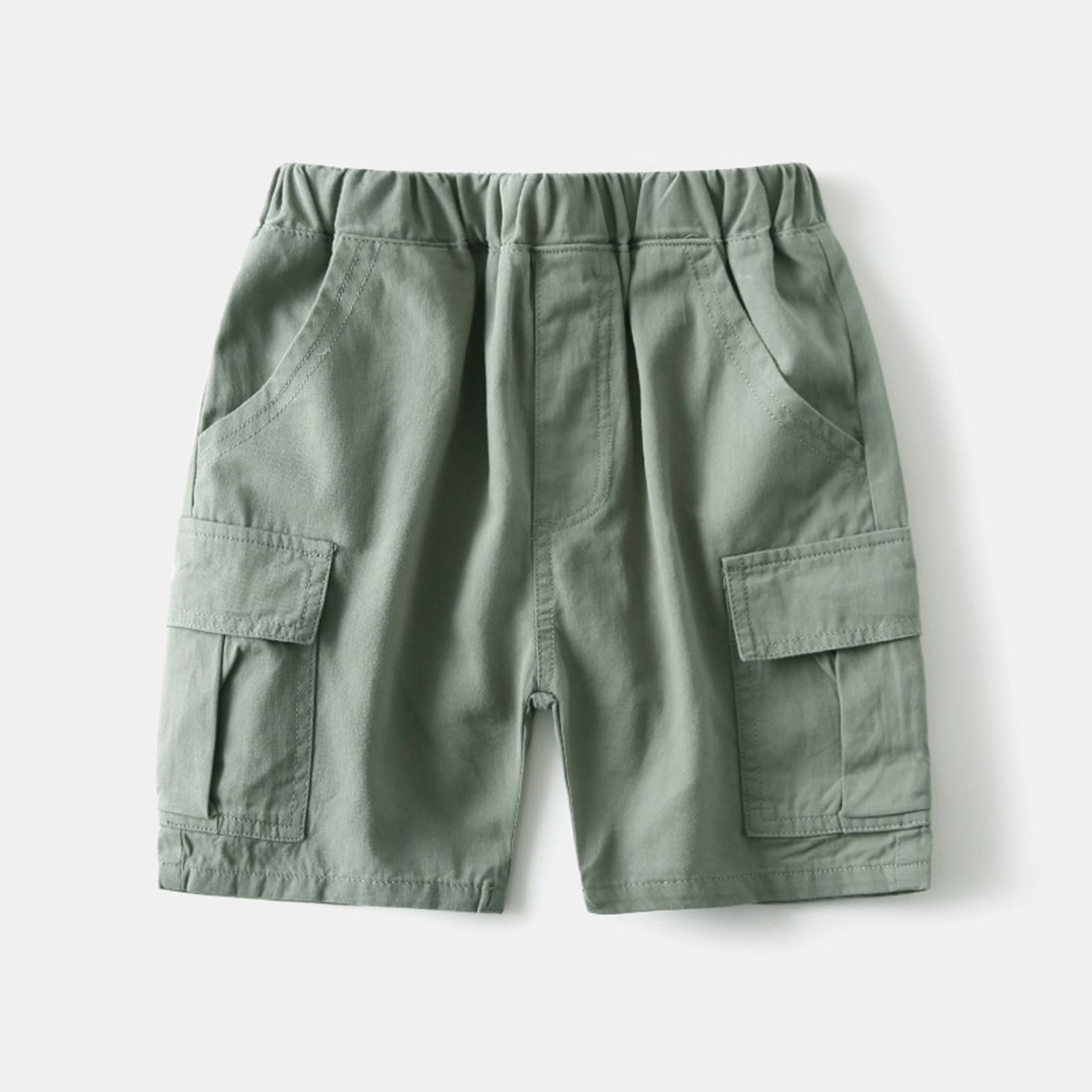 DAETIROS Boys Cargo Shorts, Pull-On Summer Casual Fashion Cotton Boys Shorts with Pockets Army Green Size 6-7 Years