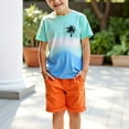 thumbnail image 1 of DAETIROS Boys Outfit Sets Casual Fashion Crewneck Top and Shorts Boys Summer Clothes Set Blue Size 7 Years, 1 of 5