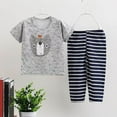 thumbnail image 1 of DAETIROS Boys Pajamas Sets-Soft Cotton Short Sleeve T-Shirt and Striped Pants Boys Summer Clothes Gray Size 6 Years, 1 of 3