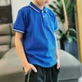 thumbnail image 1 of DAETIROS Boys Polo Shirts-School Uniform Shirt Short Sleeve Cotton Casual Boys Summer Clothing on Sale Blue Size 4 T, 1 of 8