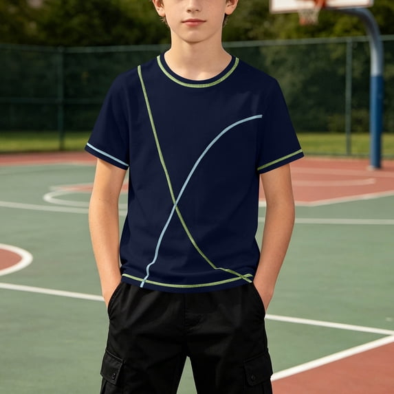 DAETIROS Boys Quick Dry Athletic Shirts Short Sleeve Crew Neck Workout T-Shirt Cooling Lightweight Sporty Summer Tee