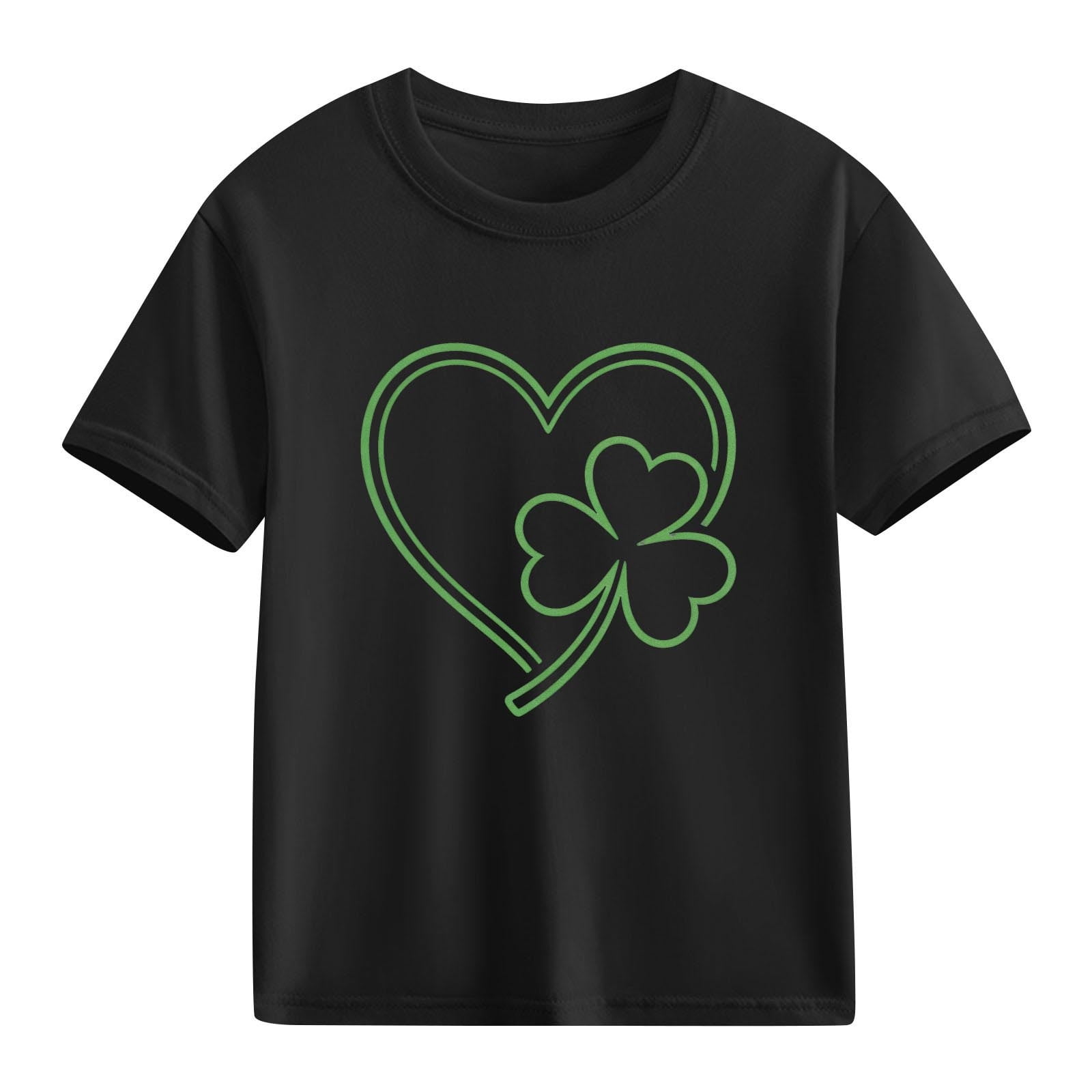 DAETIROS Boys St. Patrick's Day T-Shirt 100% Cotton Shamrock Heart ...