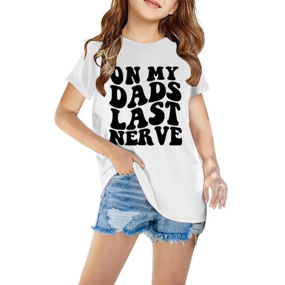 DAETIROS Daddys Girl Shirt Baby, Graphic Tee Formal Short Sleeve Father's Day Crew Neck White Size 7 T