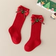 thumbnail image 1 of DAETIROS Girls Boys Kids Christmas Socks Cotton Knee High Red Holiday Bows for Kids Kids Unisex Novelty Socks,Size M, 1 of 4