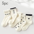 thumbnail image 1 of DAETIROS Girls Cotton Crew Socks 5 Pack Soft Breathable Summer Ruffle Mid-Calf Kids Socks,for Daily Wear Back to School, 1 of 3