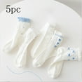thumbnail image 1 of DAETIROS Girls Cotton Crew Socks 5 Pack Soft Breathable Summer Ruffle Mid-Calf Kids Socks,for Daily Wear Back to School, 1 of 3