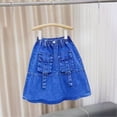 thumbnail image 1 of DAETIROS Girls Denim Cargo Skirt with Pockets, Elastic Waist A-Line Skirt for Kids Kids 3-10 Years, Blue,Size 3-4T, 1 of 5