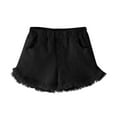 thumbnail image 1 of DAETIROS Girls Denim Shorts,Casual Elastic Fashion Solid Girls Summer Shorts Black Size 8 Years, 1 of 4