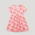 thumbnail image 1 of DAETIROS Girls Dresses,Cotton Cute Short Sleeve Floral Casual Round Neck Girls Summer Dress Pink Size 7 years, 1 of 5