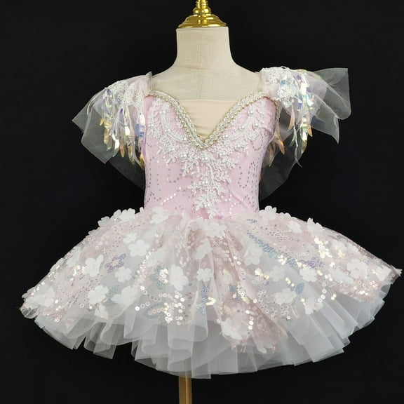 DAETIROS Girls Dresses,Cute Round Neck Casual Short Sleeve Girls Summer Dress Pink Size 4-5T