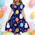 thumbnail image 1 of DAETIROS Girls Easter Dress Bunny Rabbit Easter Egg Floral Print Ruffle Sleeve Tiered Skirt A-Line Spring Church Birthday Party Dress Soft Comfortable Sizes 5-14 Years,Size 13 T, 1 of 7