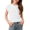 thumbnail image 1 of DAETIROS Girls Fashion T Shirt, Crewneck Short Sleeve Soft Cute Solid Comfy Girls Summer Top White Size 12T, 1 of 7
