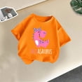 thumbnail image 1 of DAETIROS Girls Graphic T-Shirt, Casual Cute Dinosaur Comfy Basic Crew Neck Short Sleeve Soft Cotton Girls Summer Tees Orange Size 5-6T, 1 of 6