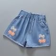 thumbnail image 1 of DAETIROS Girls Jean Shorts, Cotton Casual Fashion Graphic Summer Cute Pull-On Lounge Shorts Blue Size 5-6 Years, 1 of 3