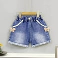 thumbnail image 1 of DAETIROS Girls Jeans Shorts with Pockets,Casual Summer Fashion Elastic Waist Girls Denim Shorts Blue Size 4 T, 1 of 3