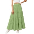 thumbnail image 1 of DAETIROS Girls Long Tiered Skirt | Green Maxi Ruffle Skirt with Elastic Waist | Soft Flowy Twirl Skirt for Girls Party,Size 6-7T, 1 of 8