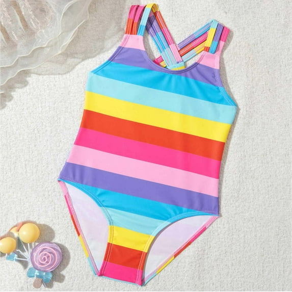 DAETIROS Girls One Piece Swimsuit, Beach Cut Out Summer Fashion Cute Girls Swimwear Multicolor Size 5 Years