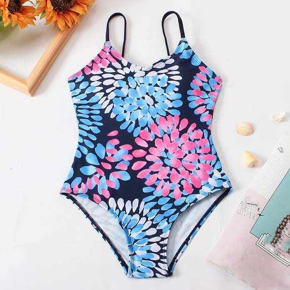 DAETIROS Girls One Piece Swimsuit, Beach Fashion Cut Out Summer Girls Swimwear Blue Size 5-6 Years