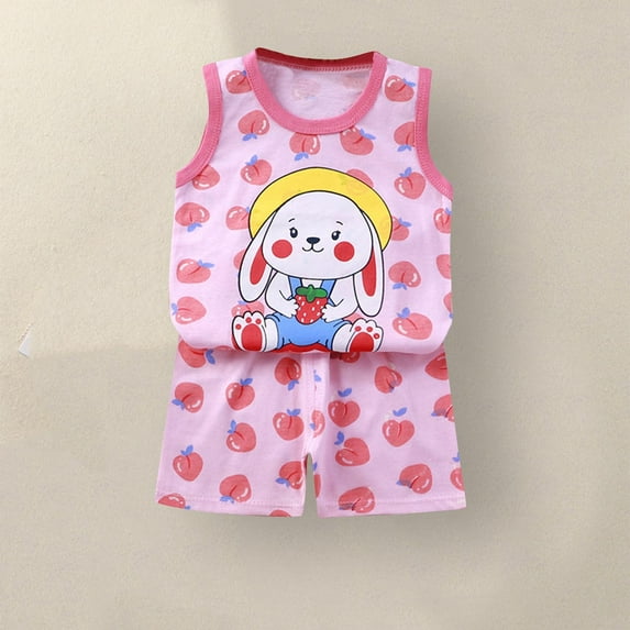 DAETIROS Girls Outfit Sets-Soft Cotton Cute Tank Top and Shorts Girls Summer Clothes Pink Size 2 T