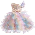 thumbnail image 1 of DAETIROS Girls Princess Dress One Shoulder with Ruffle Tiered Skirt Beige Birthday Party Flower Girl Dress for Kids 3-12 Years Bow Embellished,Size 5-6T, 1 of 8