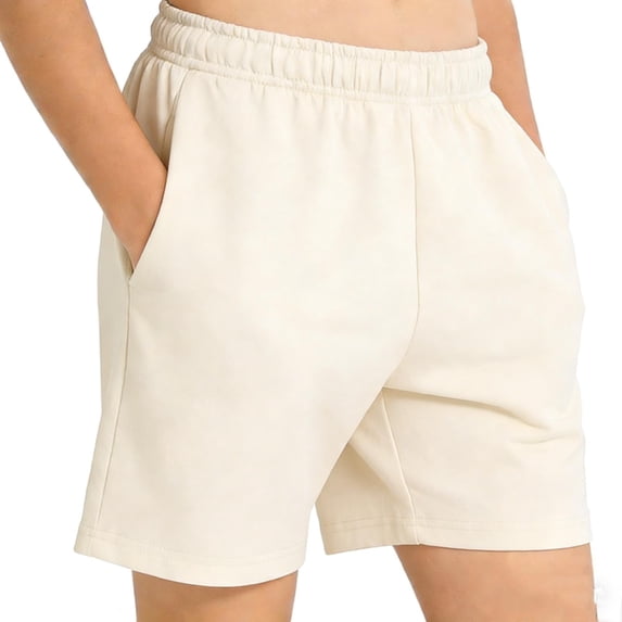 DAETIROS Girls School Uniform Shorts with Pockets White Quick Dry Breathable Athletic PE Elastic Waist Casual Summer Solid Size 6-16,Size 14-15T