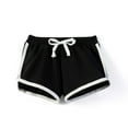 thumbnail image 1 of DAETIROS Girls Shorts, Casual Solid Color Drawstring Summer Cotton Girls Play Shorts Black Size 3-4T, 1 of 3