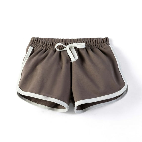DAETIROS Girls Shorts, Cotton Drawstring Casual Summer Solid Color Girls Play Shorts Gray Size 14 Years