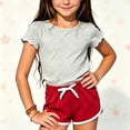 thumbnail image 1 of DAETIROS Girls Shorts, Solid Color Drawstring Casual Summer Cotton Girls Play Shorts Wine Size 11-12 Years, 1 of 3