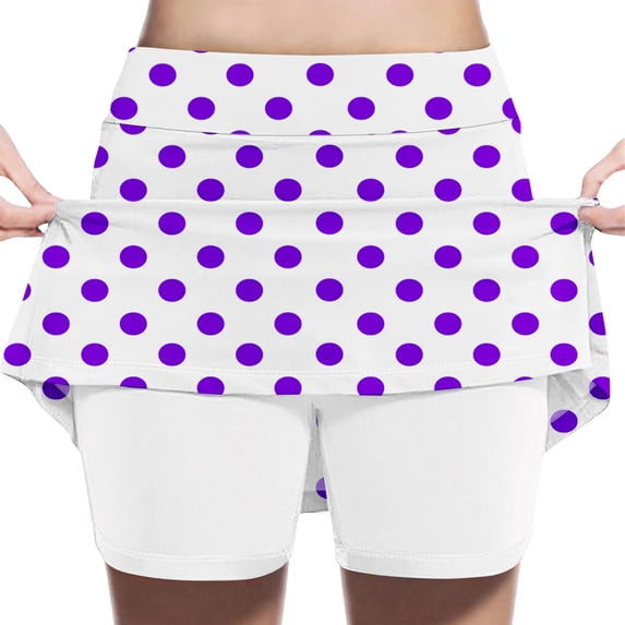 DAETIROS Girls Skort Purple Polka Dots 2-in-1, Play Skirt with Built-in Shorts for Kids, Girls Athletic Casual Wear with Elastic Waistband,Size 10 T