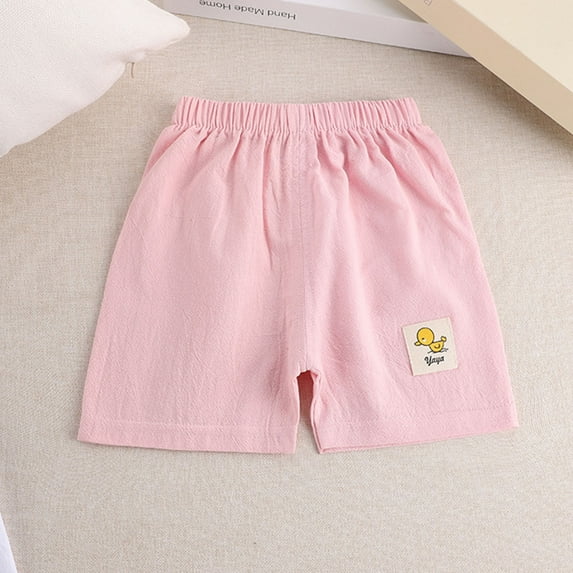 DAETIROS Girls Solid Casual Short, Vacation Short Sleeve Crew Neck Casual Girls Short Pink Size 3-4 T