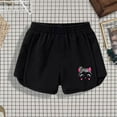 thumbnail image 1 of DAETIROS Girls Sports Shorts, Graphic Elastic Waist Cotton Casual Summer Girls Shorts on Sale Black Size 6 Years, 1 of 6